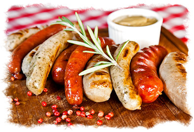 Grilled Sausage and Sheep Casings